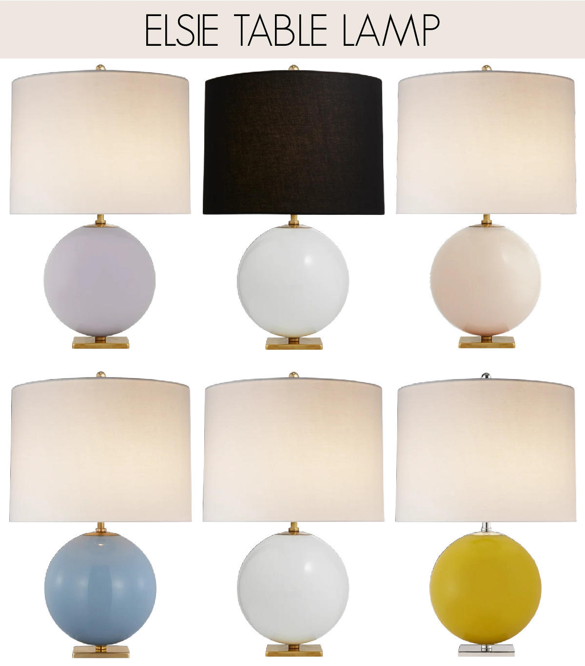 Kate Spade Elsie table lamp color options