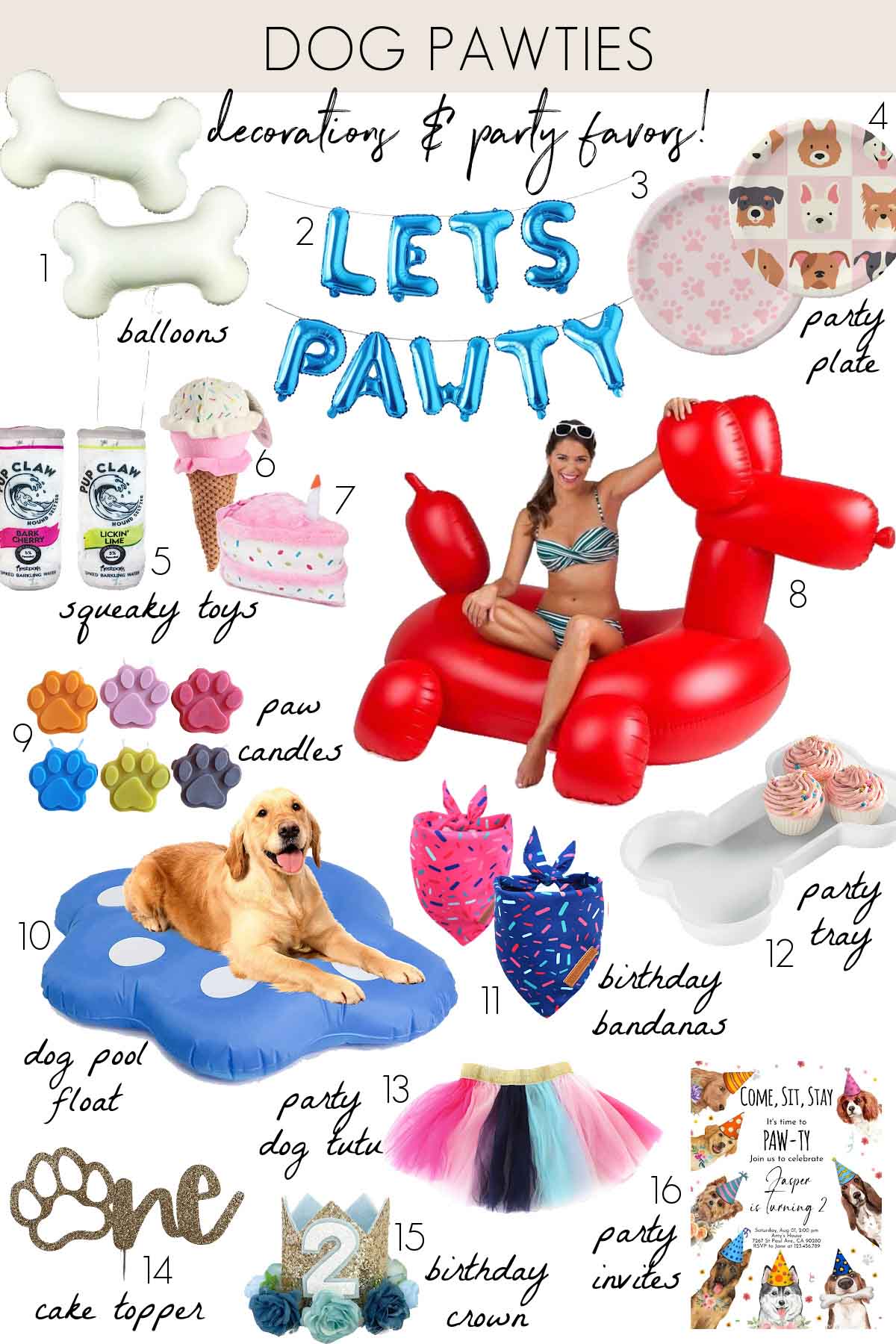 Party favors and decorations for dog pawties, a 2023 trend