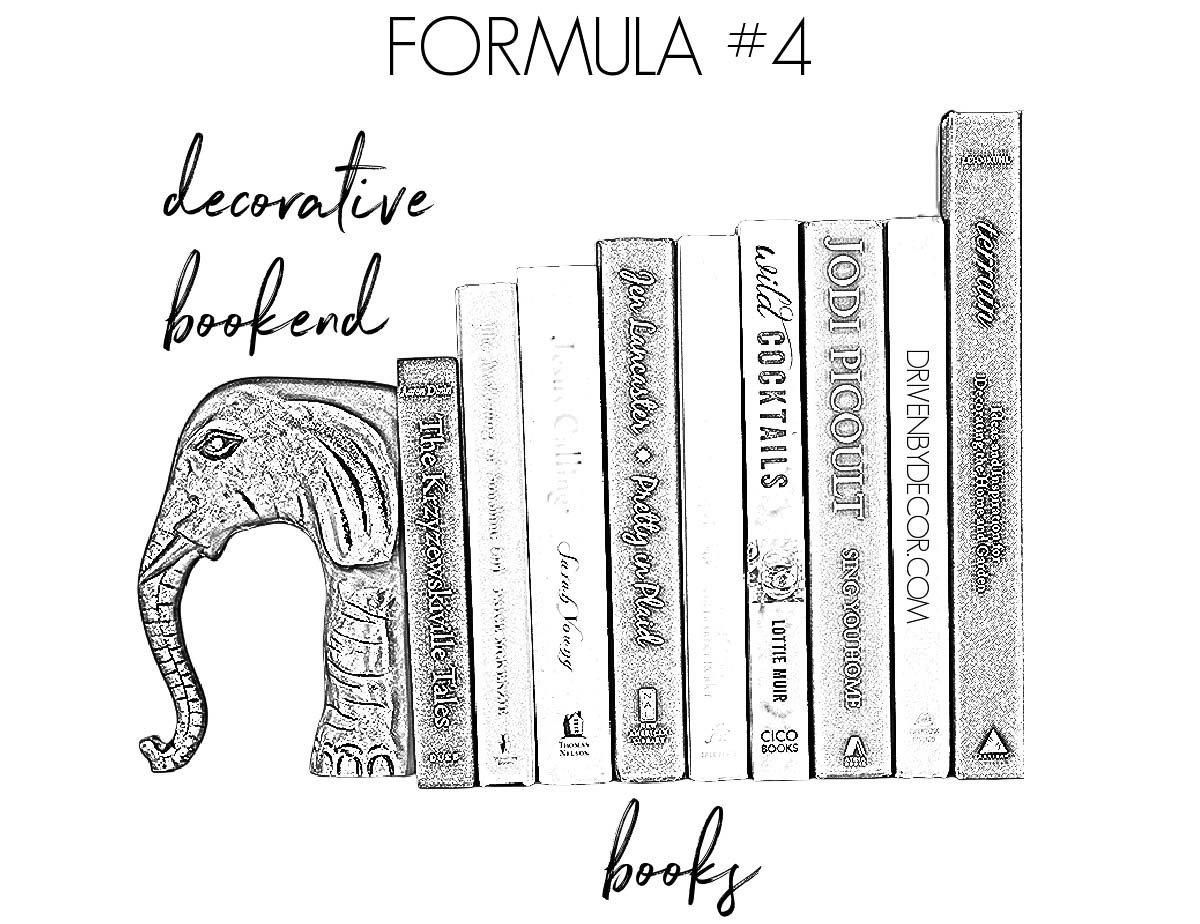 Formula for how to decorate a bookshelf - books + bookend