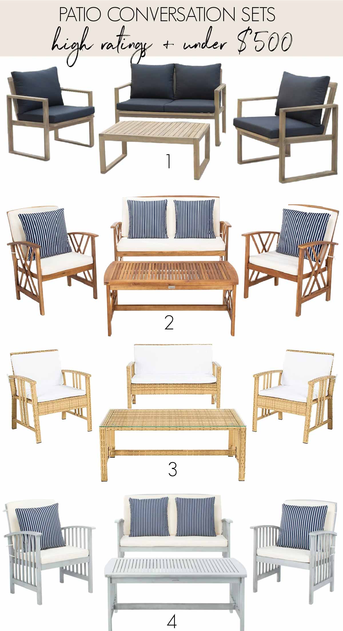 4 patio conversation sets under $500