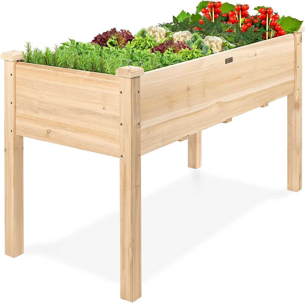 Elevated wood planter box