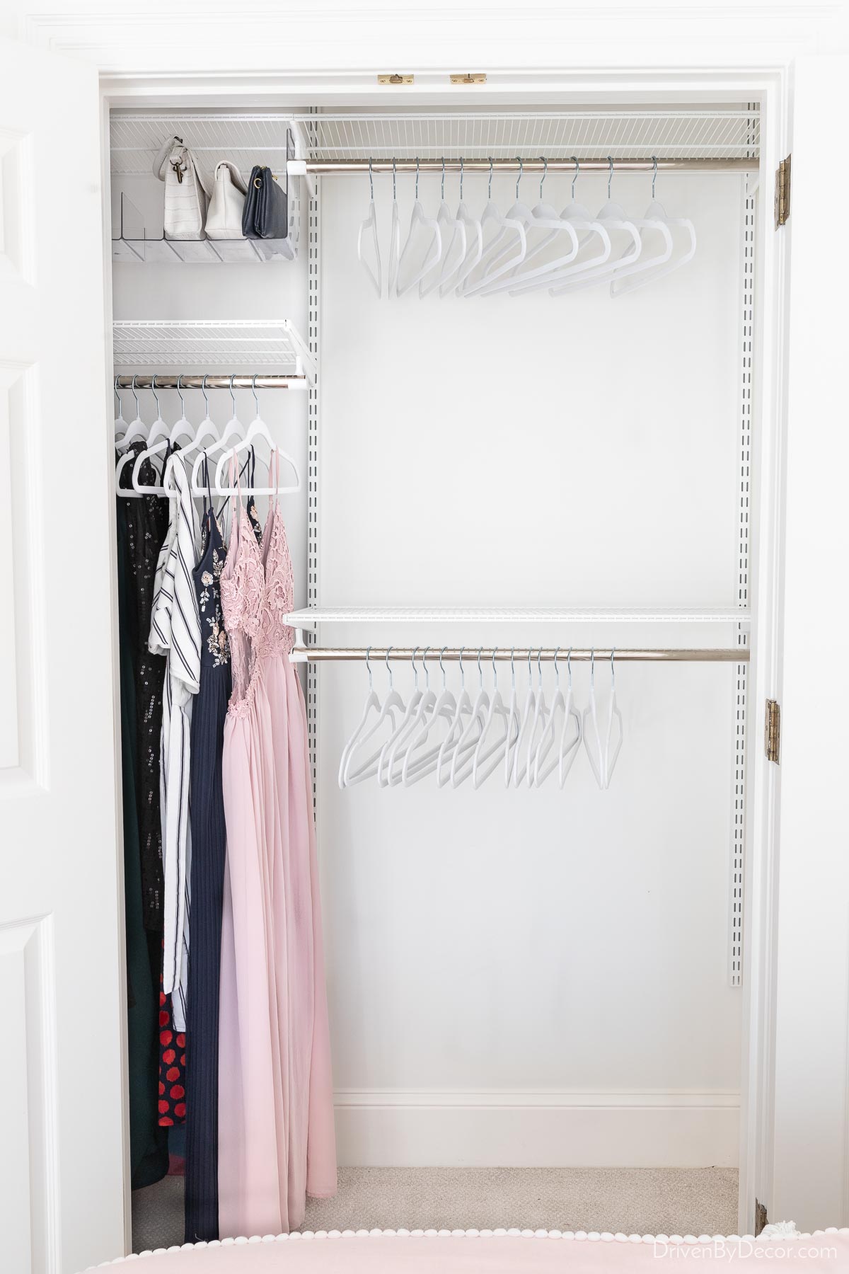 Small closet with Elfa closet organization system