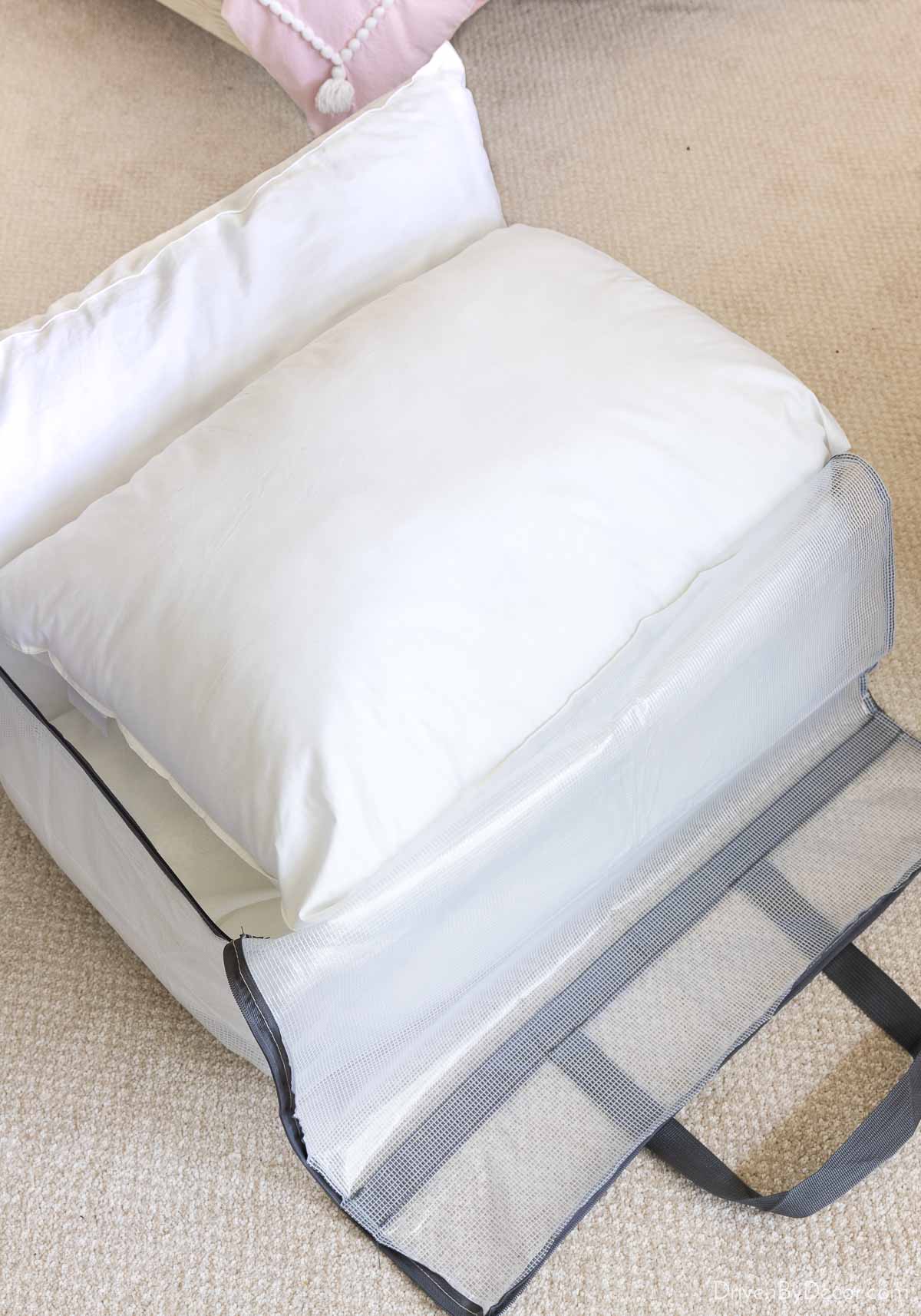 Best way to store decorative pillows sale
