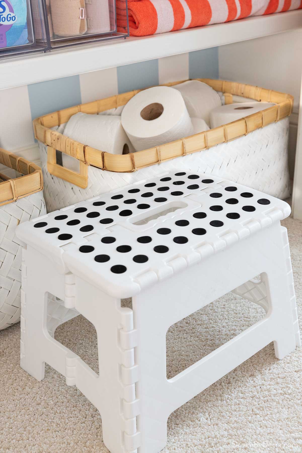 Step stool for linen closet