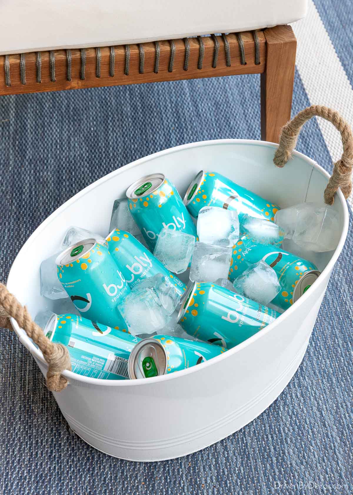 White beverage bucket filled with drinks for outdoor entertaining