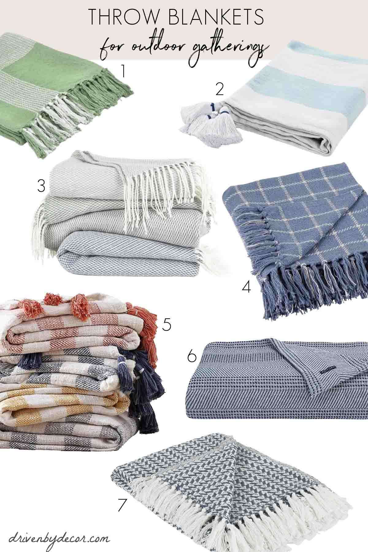 Throw blankets for outdoor entertaining at night