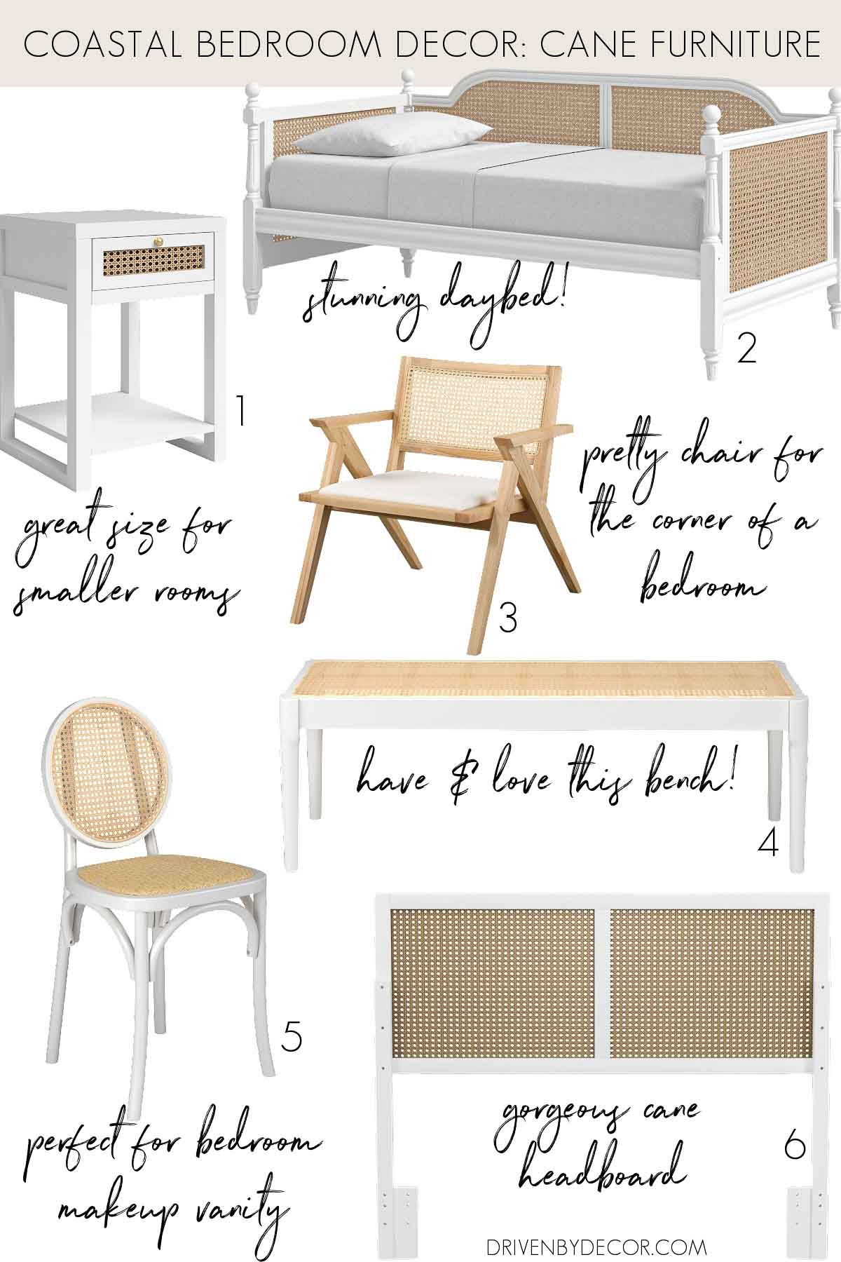 6 Coastal Bedroom Ideas Cane furniture for coastal bedroom decor