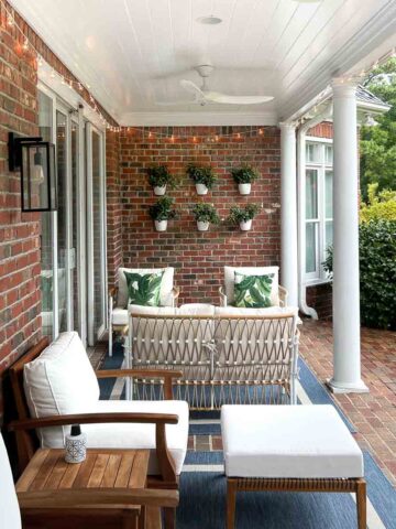 Covered patio string lights