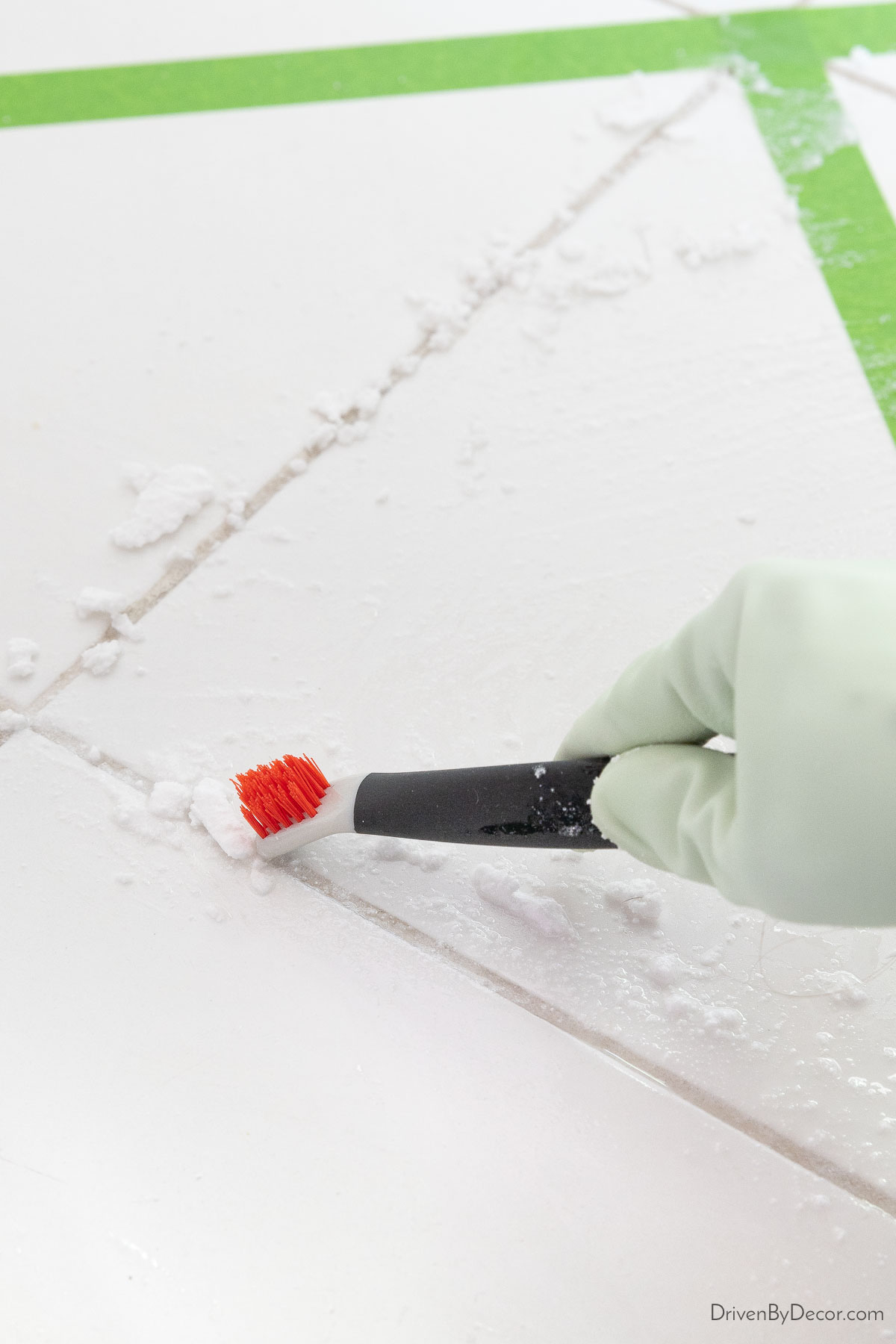 Scraping dried OxiClean paste off of grout