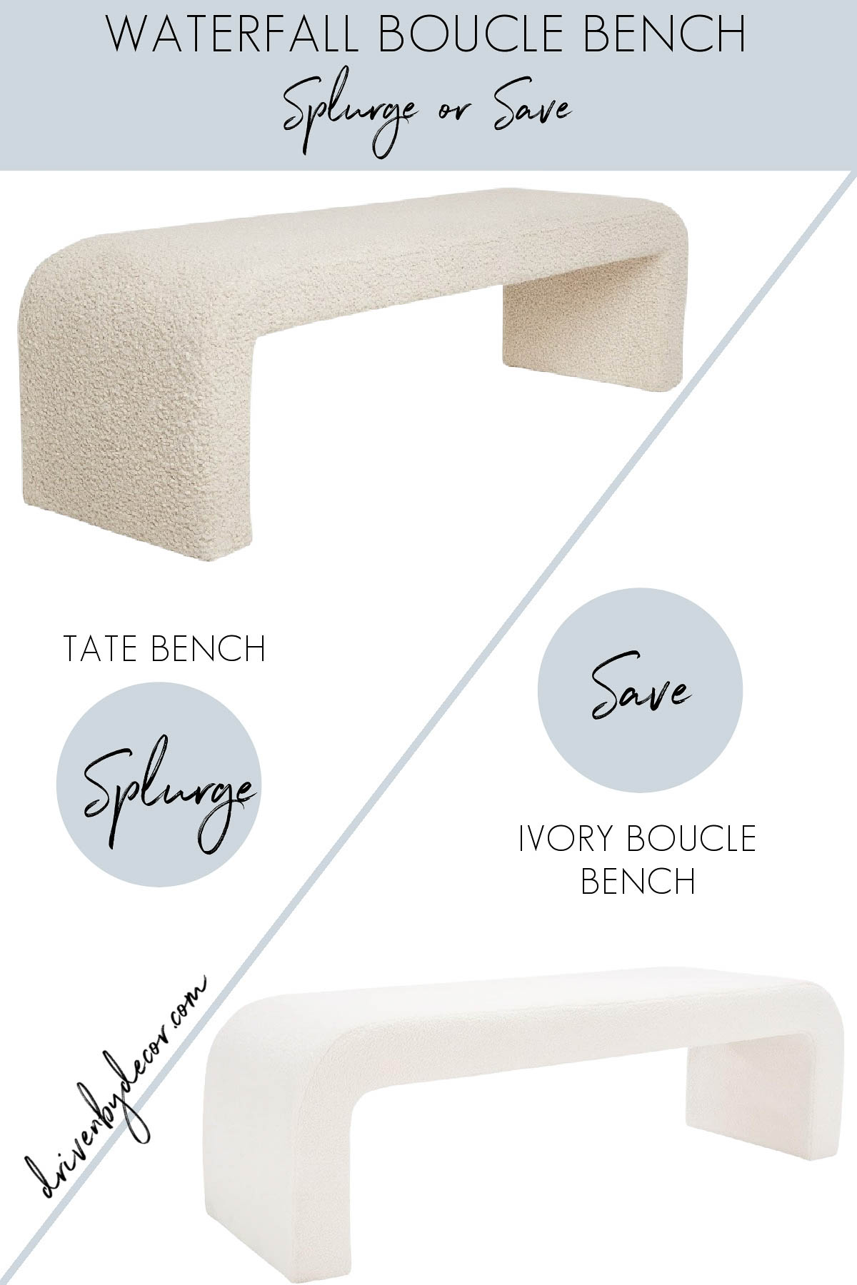 Boucle bench in splurge and look for less versions