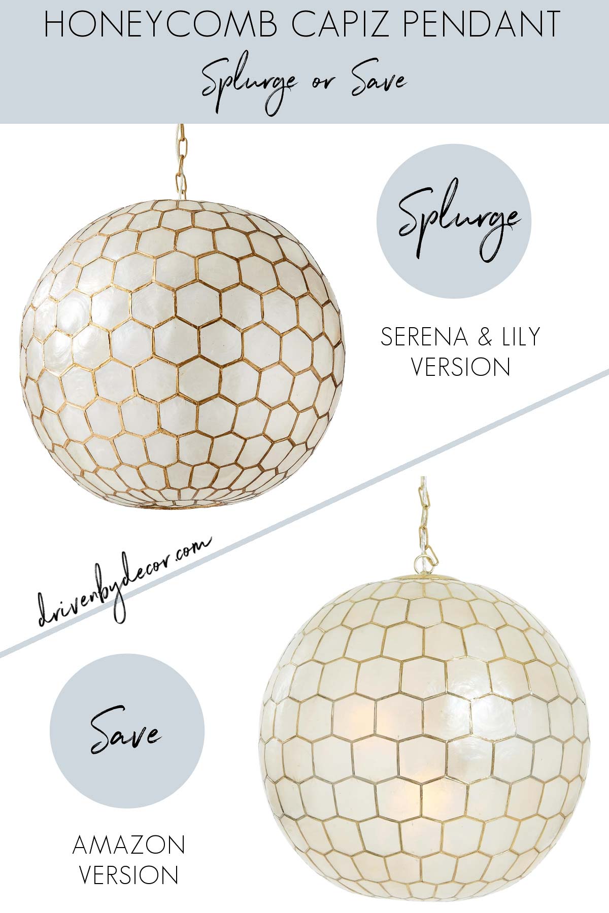 Look for less capiz chandelier vs. the splurge version