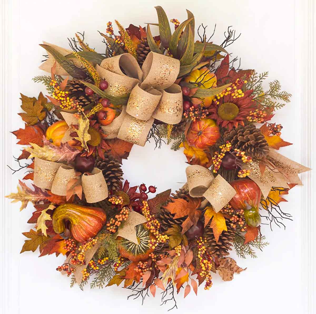 Fall wreath with autumn leaves