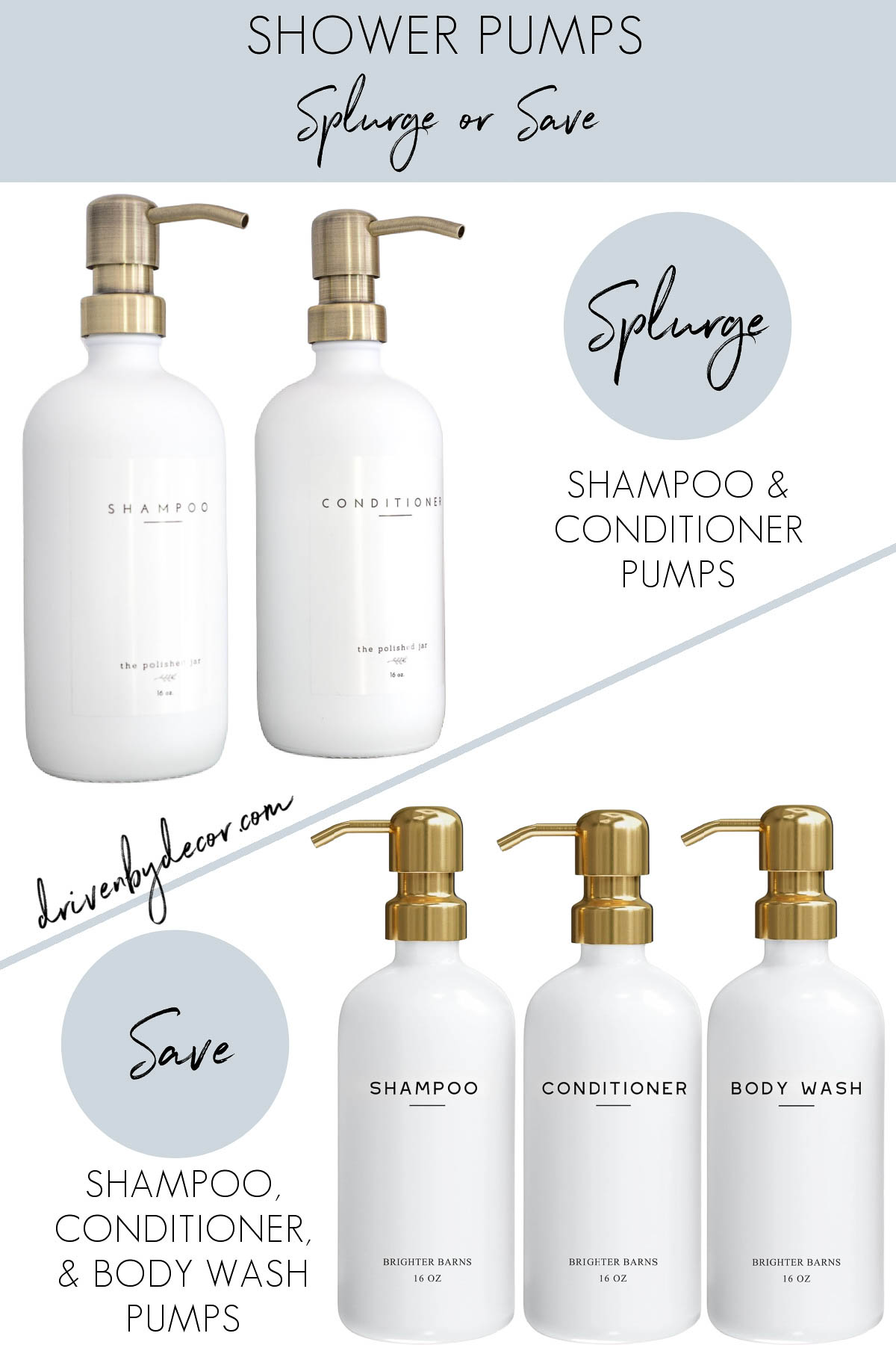 Shower pumps with a splurge and look for less version