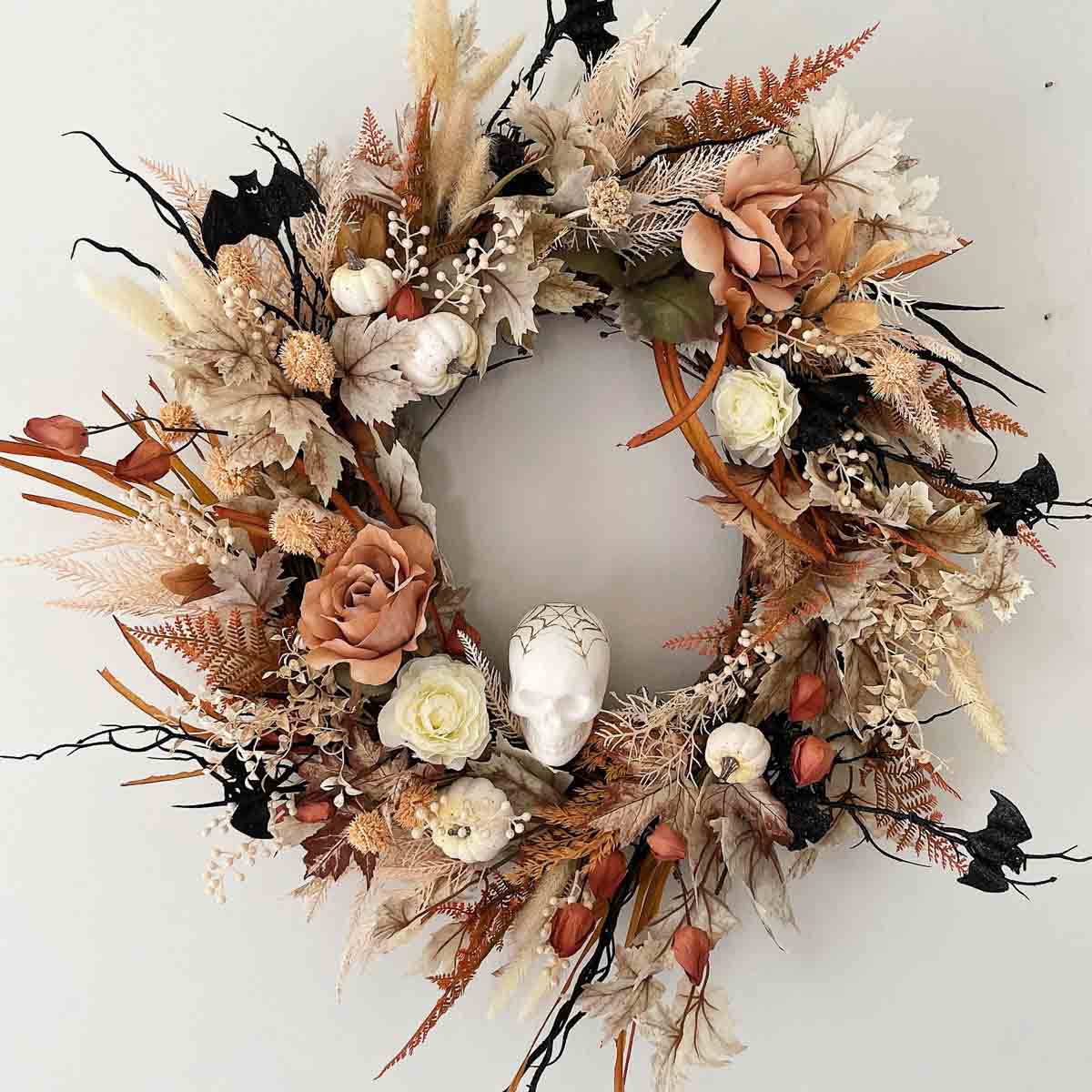 Boho chic Halloween wreath