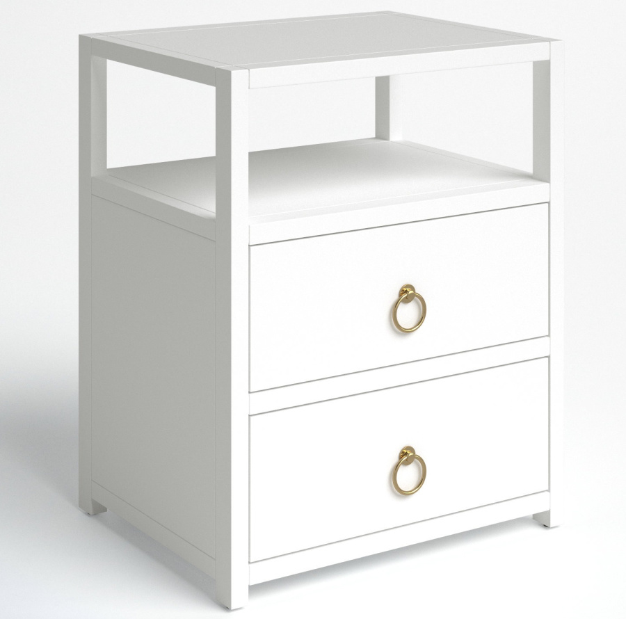 Small white two drawer nightstand