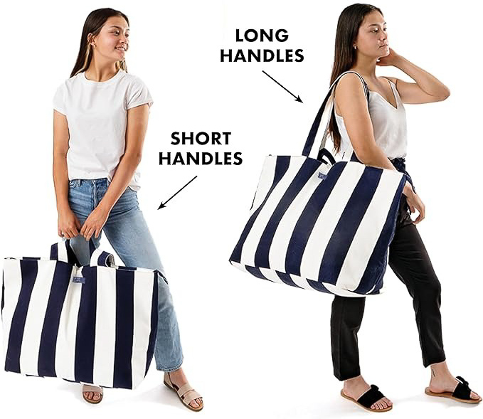 Extra large tote with two handle options