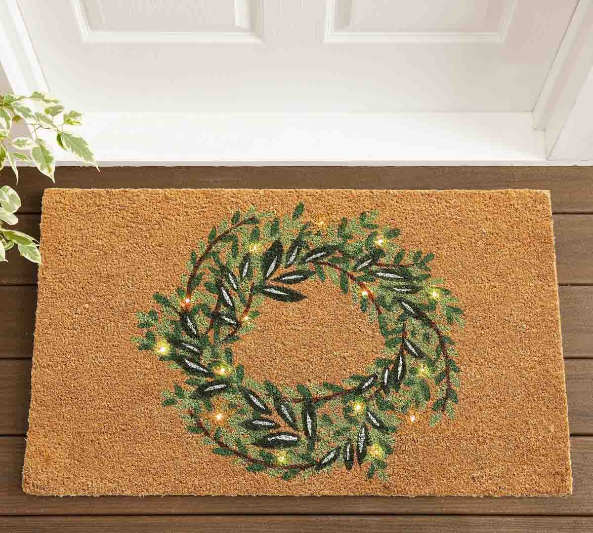 Light up wreath doormat