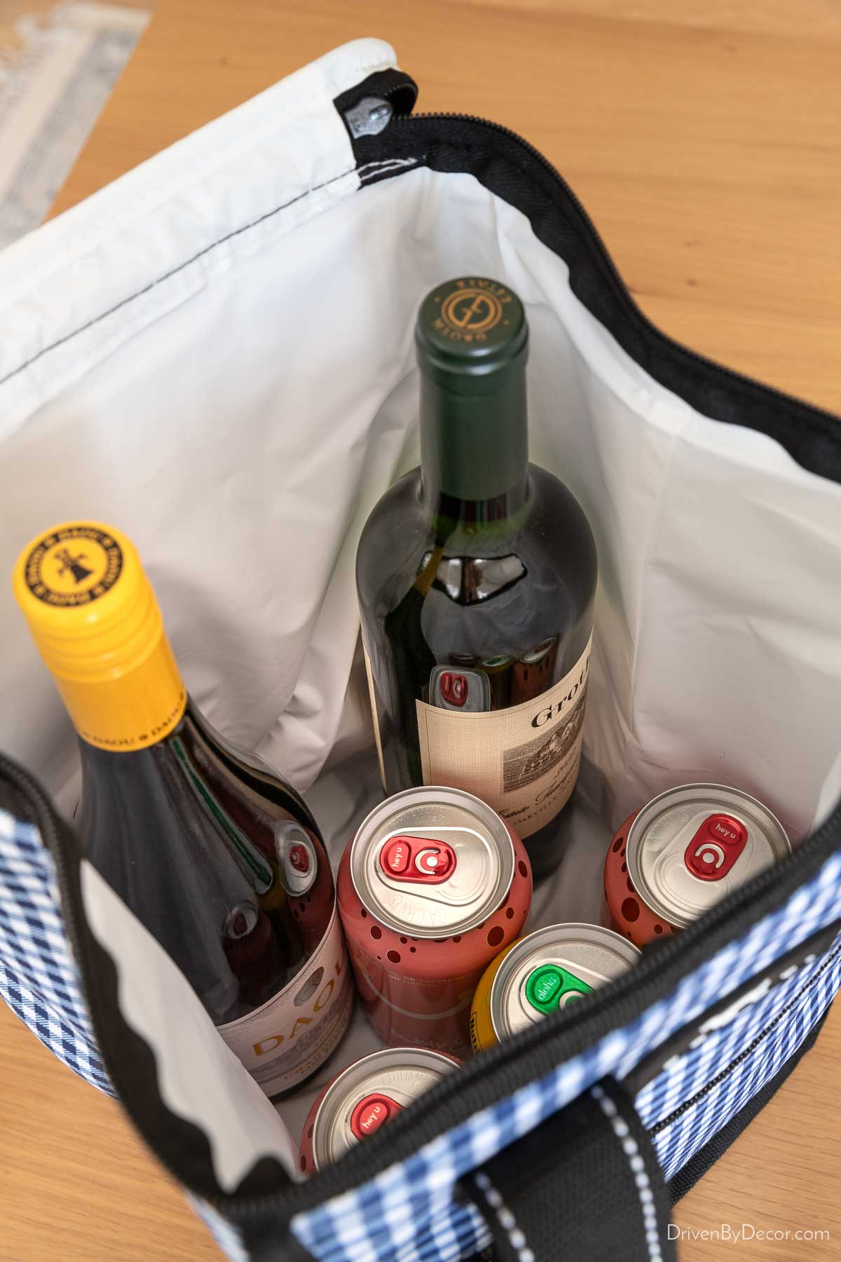 Inside look at cooler that can hold wine bottles upright