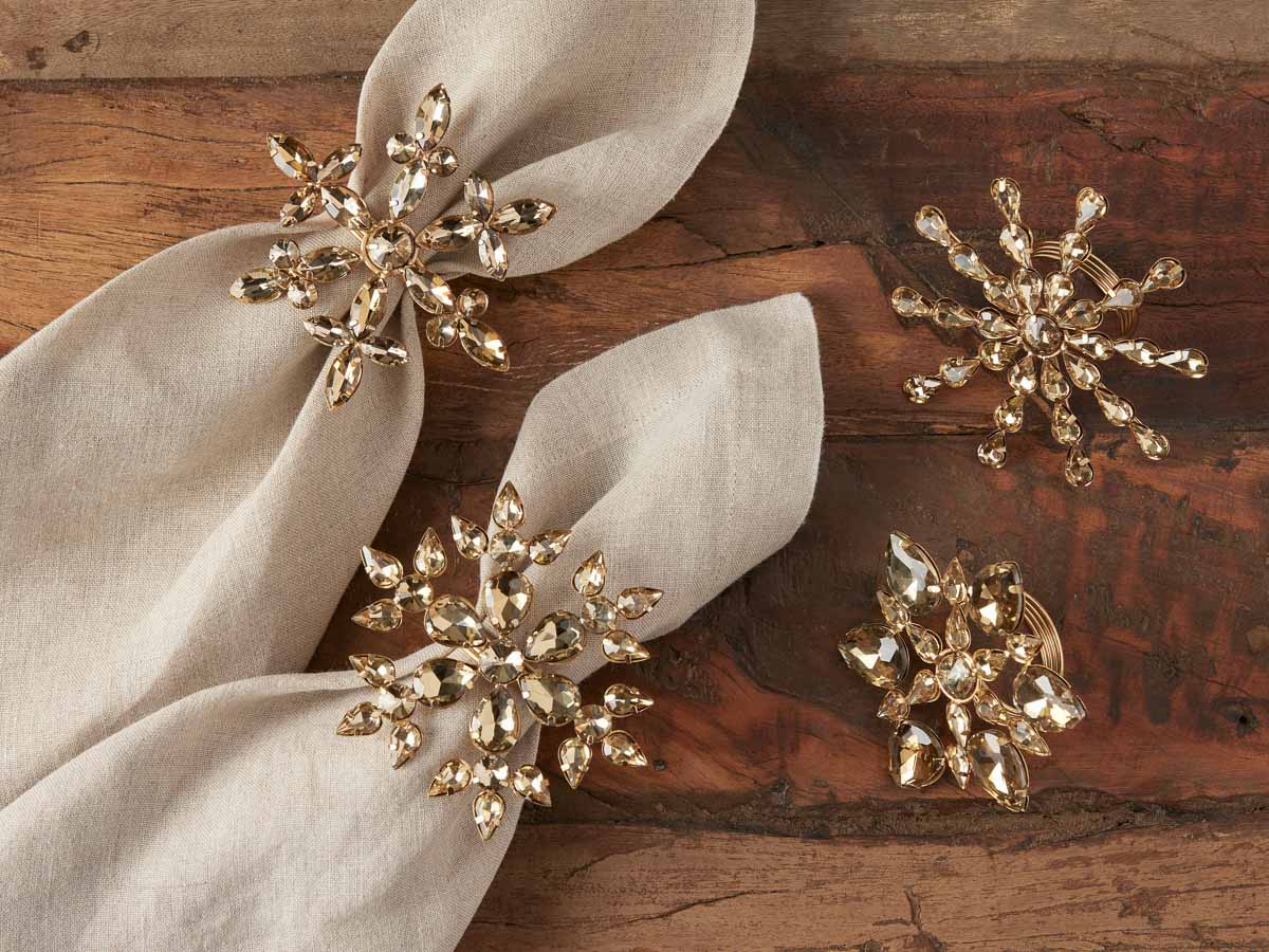 Sparkly gold snowflake napkin rings