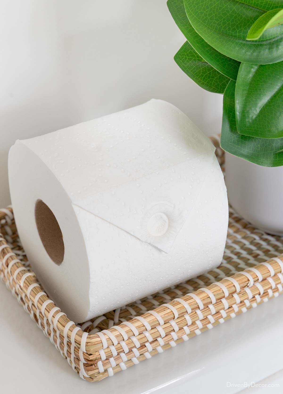 Sealed end of toilet paper roll