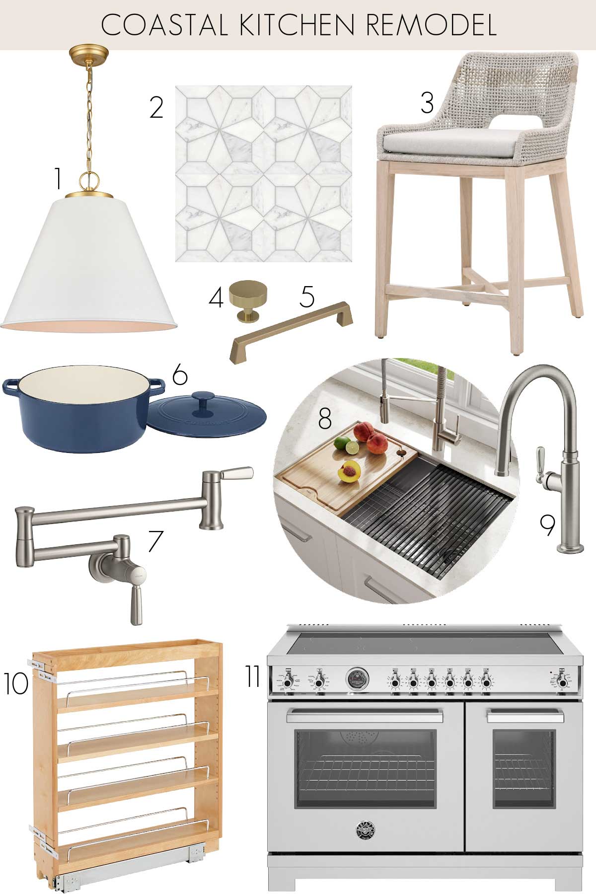 Coastal kitchen remodel moodboard