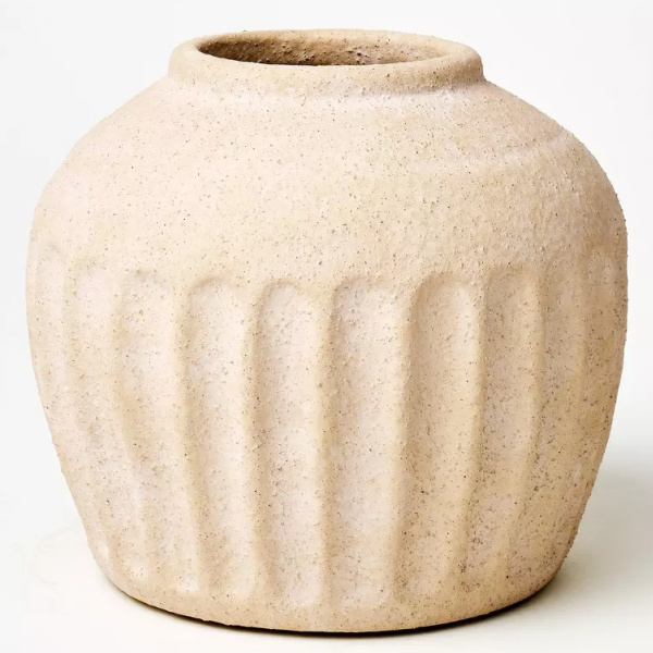Curved ceramic vase