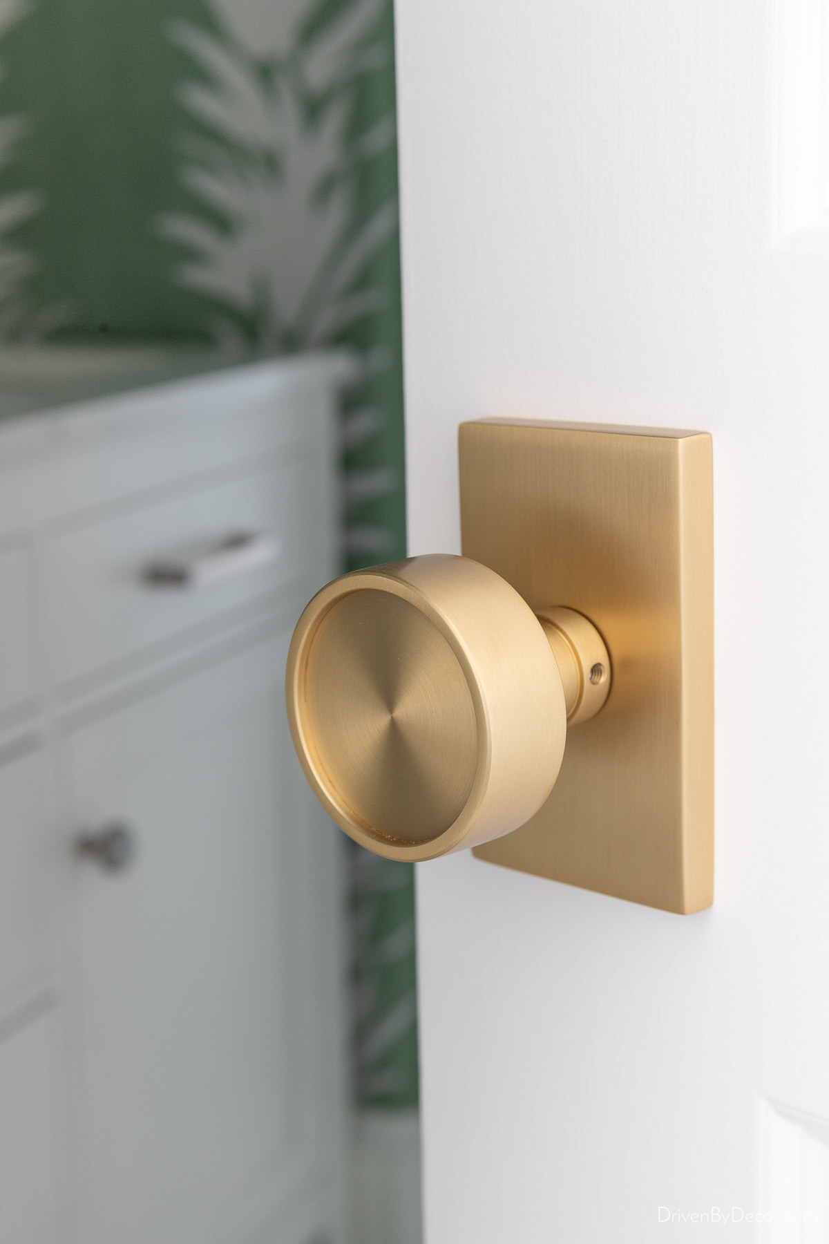 Emtek satin brass doorknob