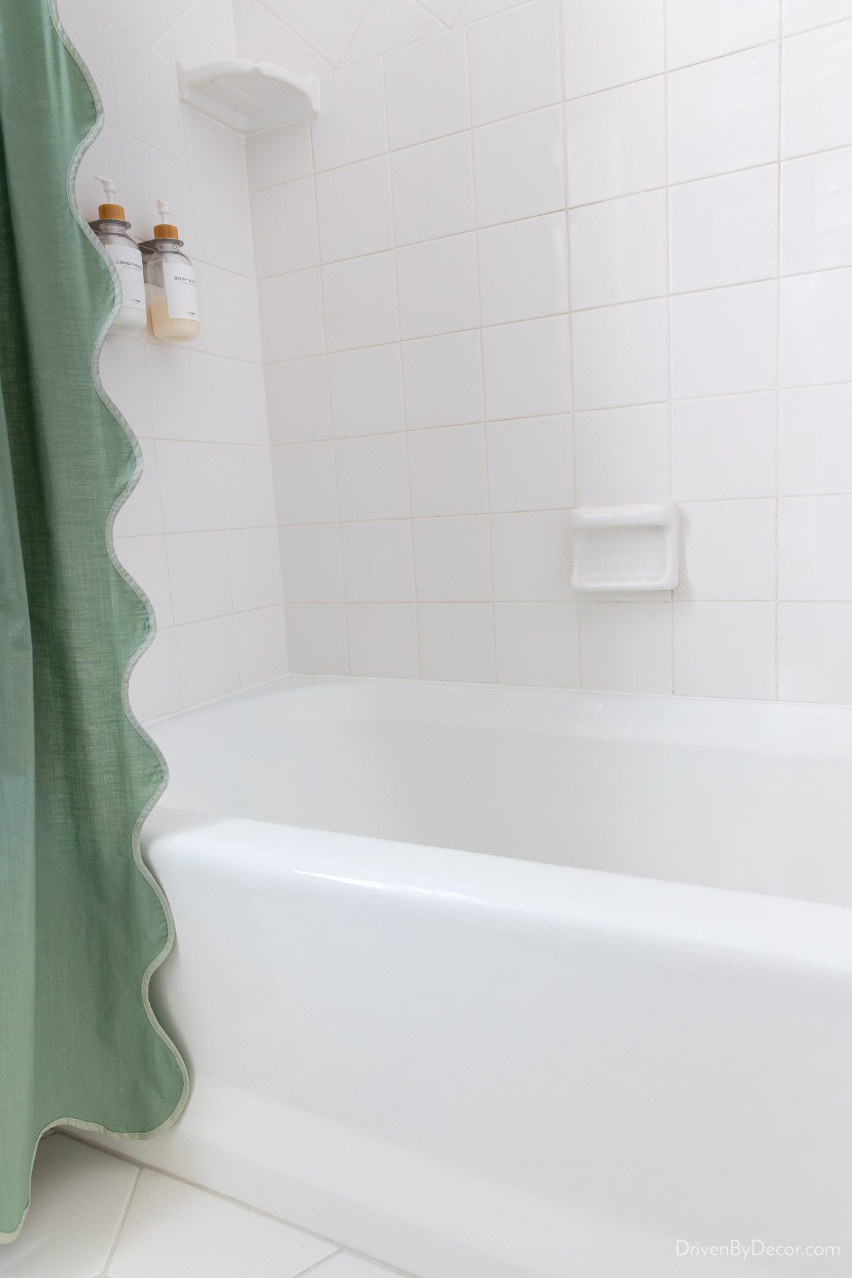 Newly caulked bathtub