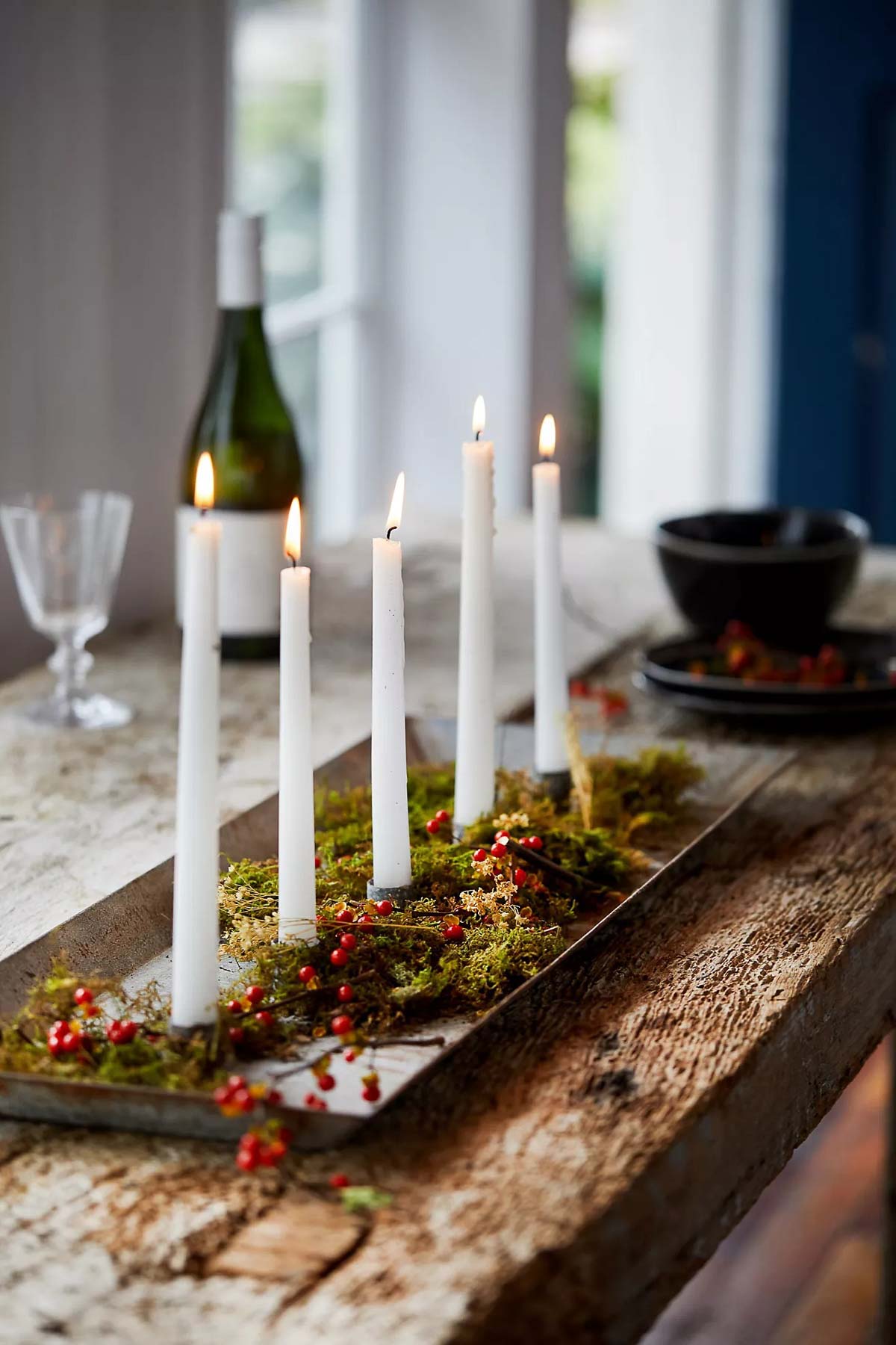Candlestick trough to use as a centerpiece