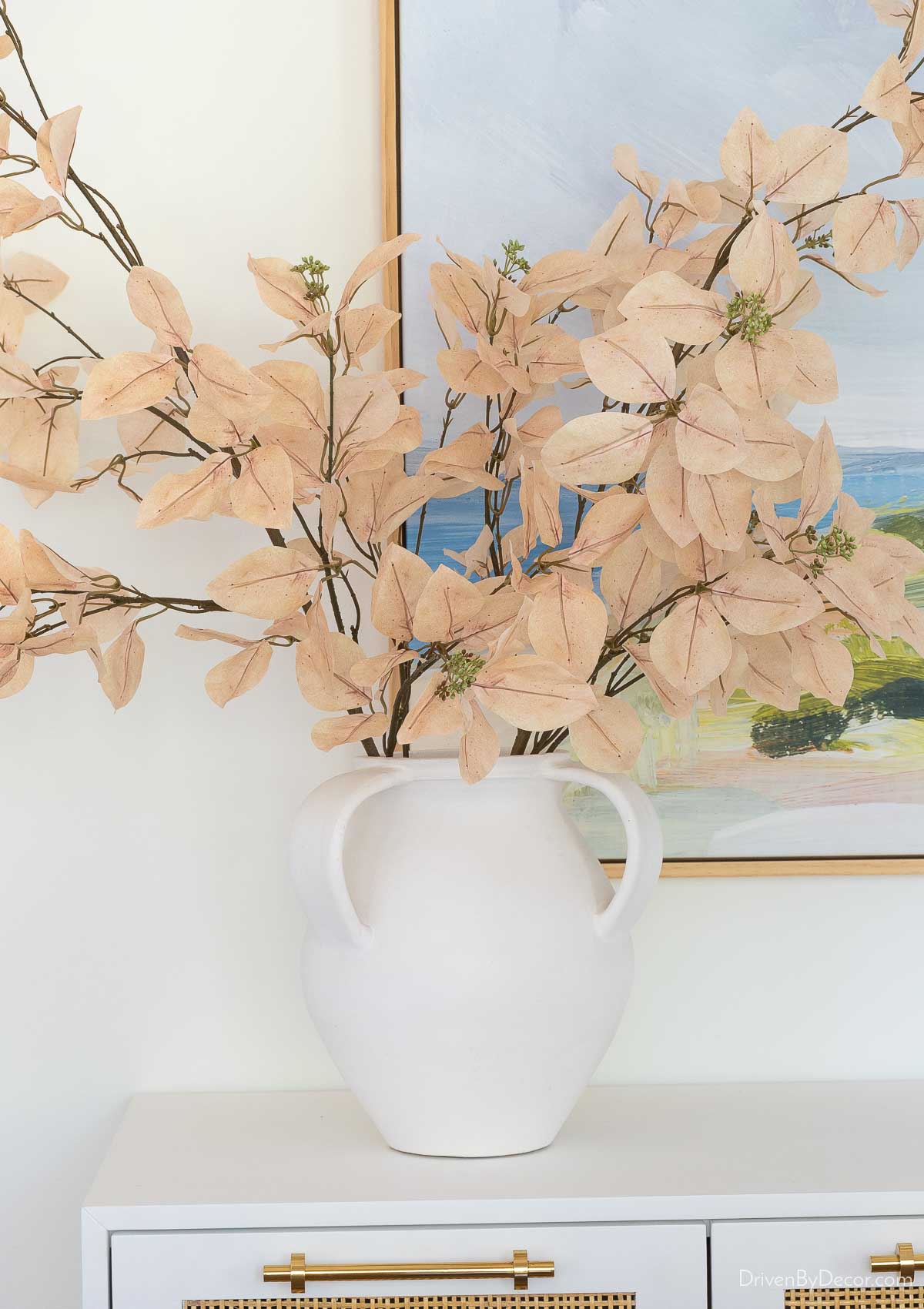 White ceramic vase with handles