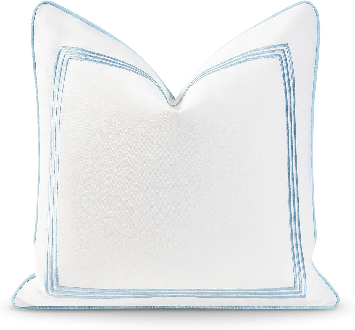 Light blue embroidered border pillow cover at a budget-friendly price