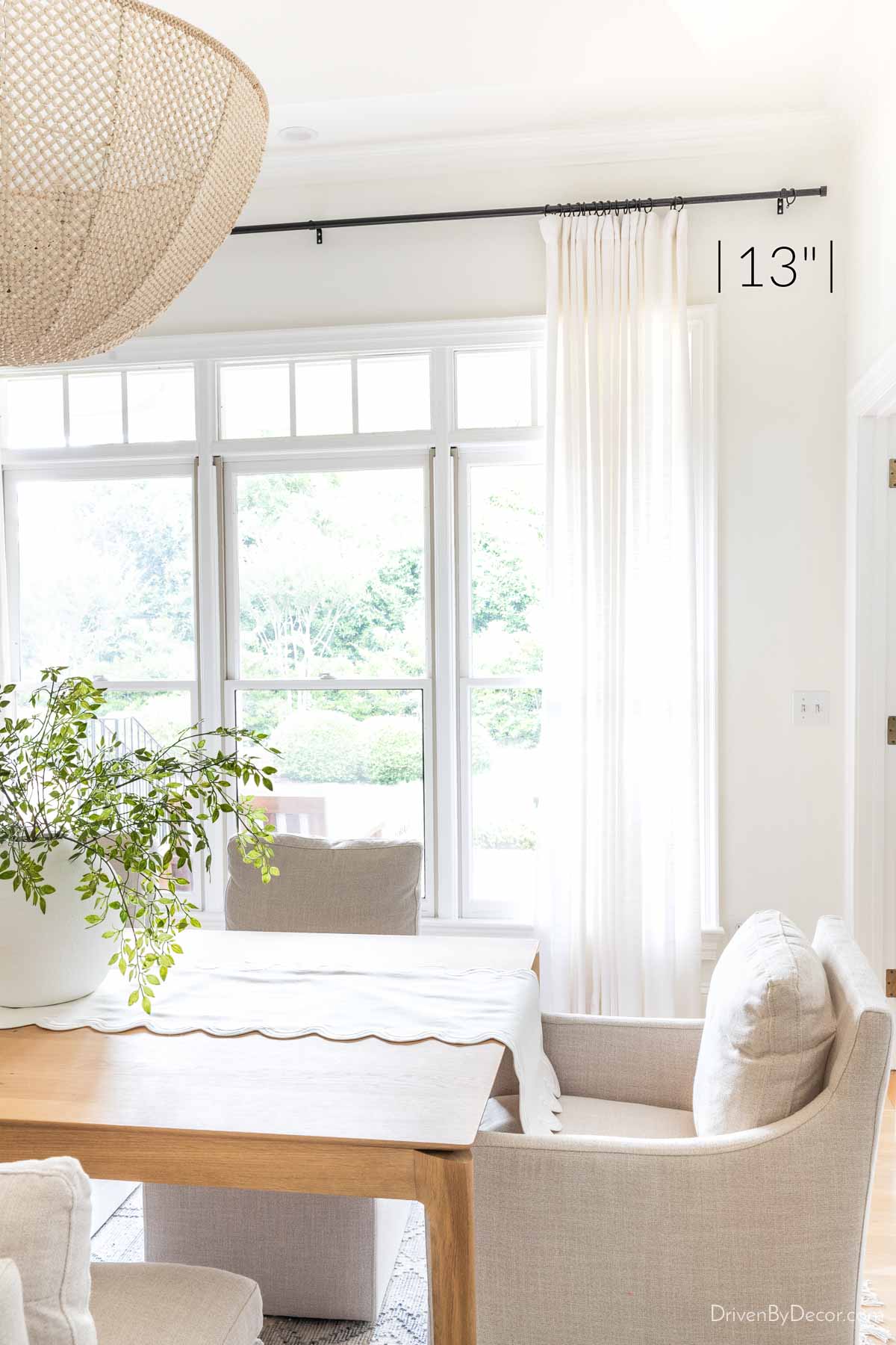 Curtain rods that are extended past the window molding