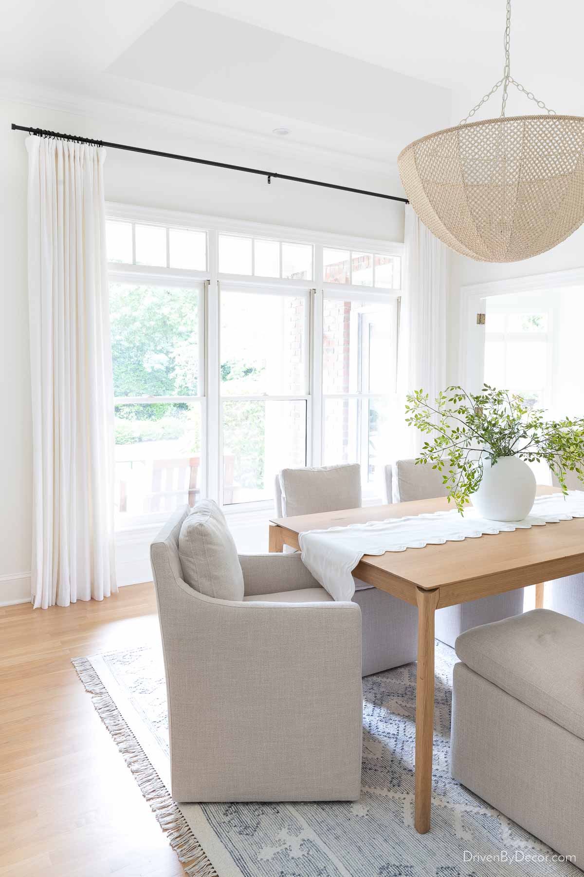 Dining room drapes with extended curtain rods