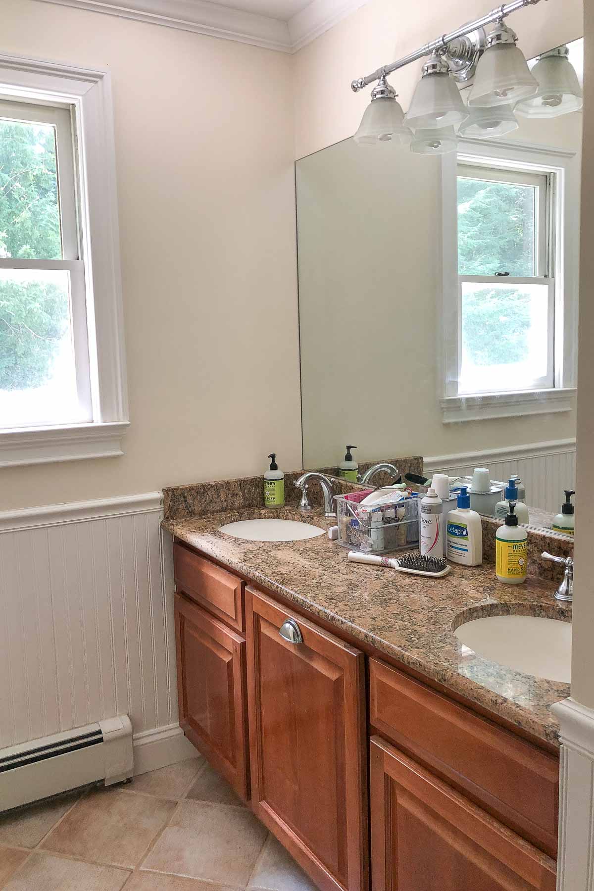 Bathroom vanity before painting