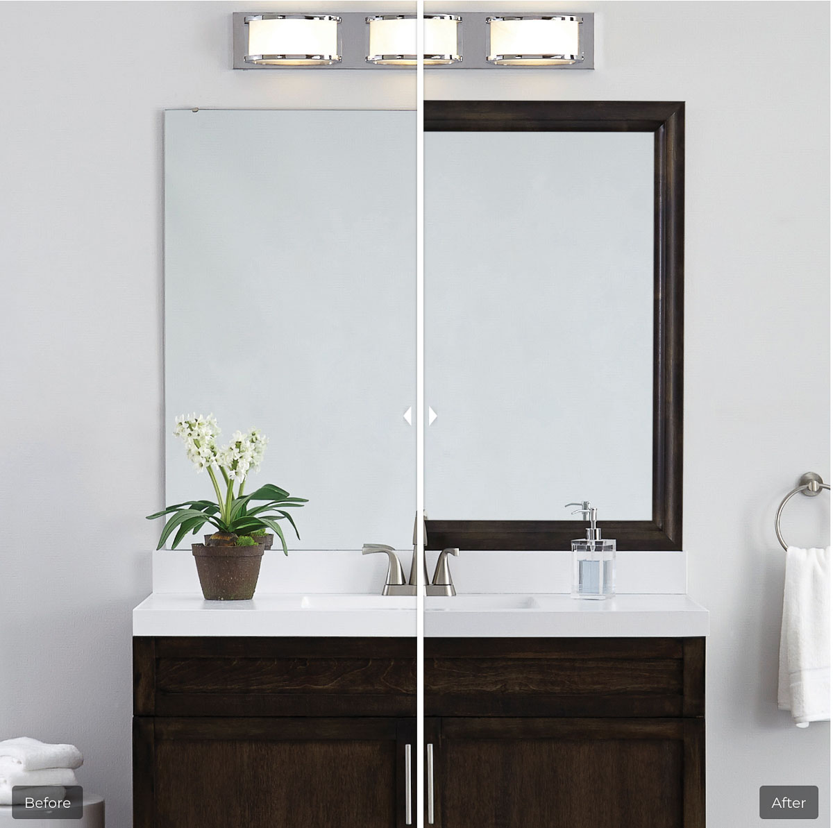 Adding a frame to a plain bathroom mirror