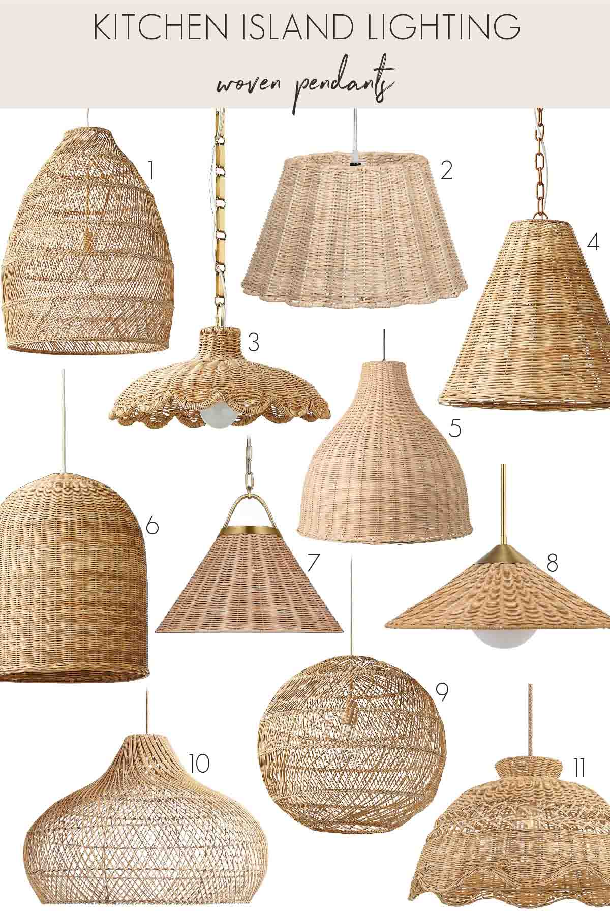 Kitchen island woven pendant lighting