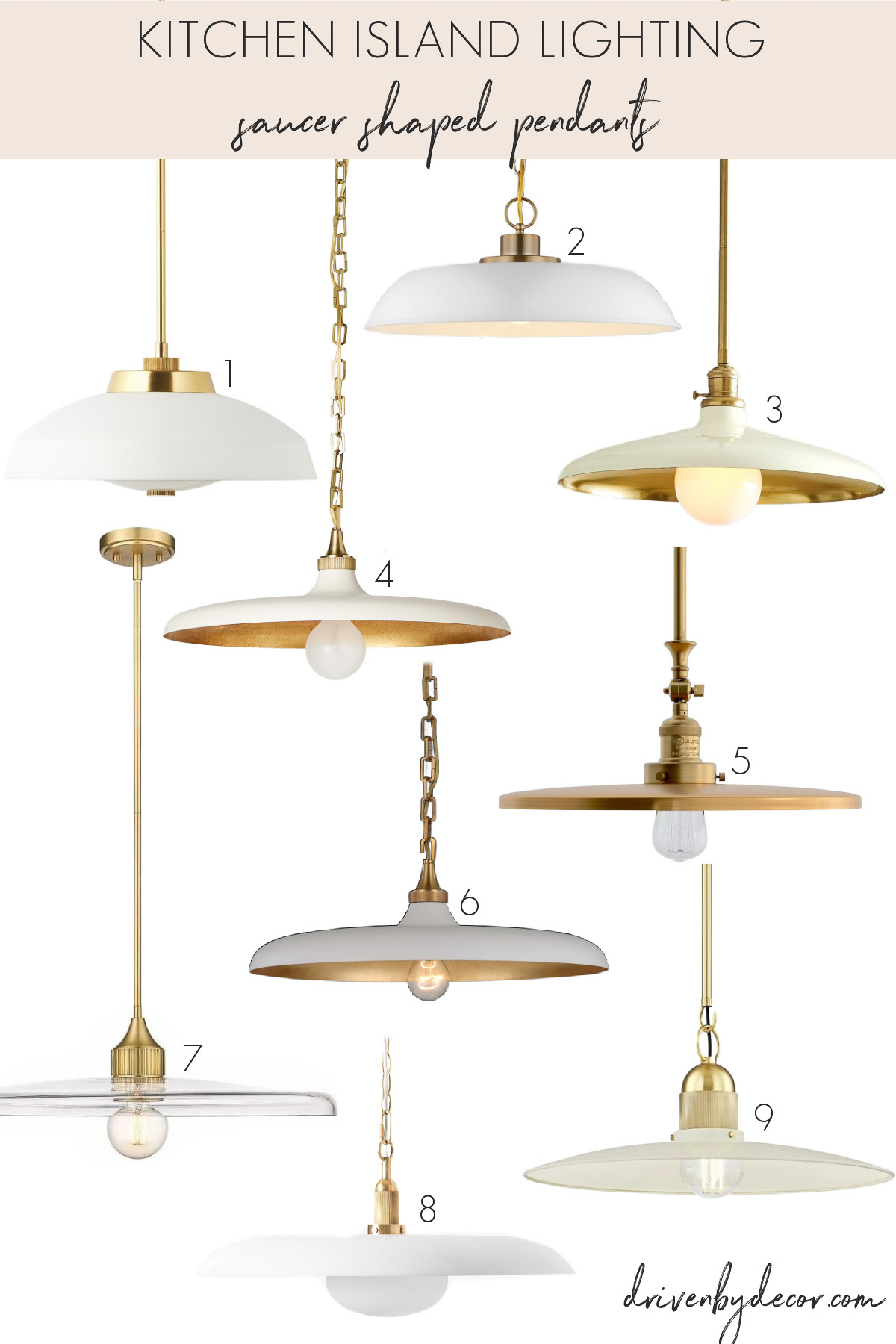 My Kitchen Reno Lighting Picks + Favorite Island Pendants! Saucer shaped kitchen pendants