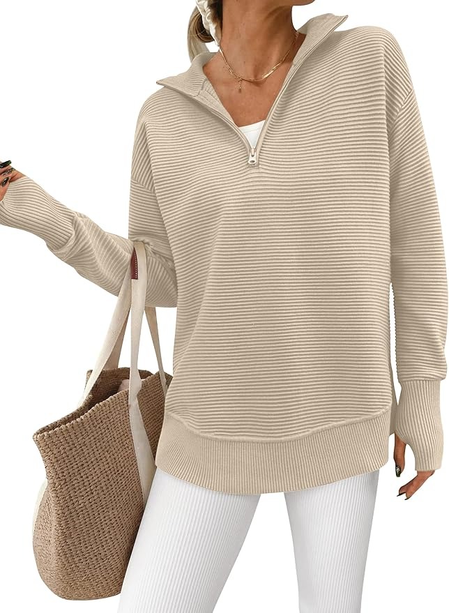 Collared knit pullover sweater
