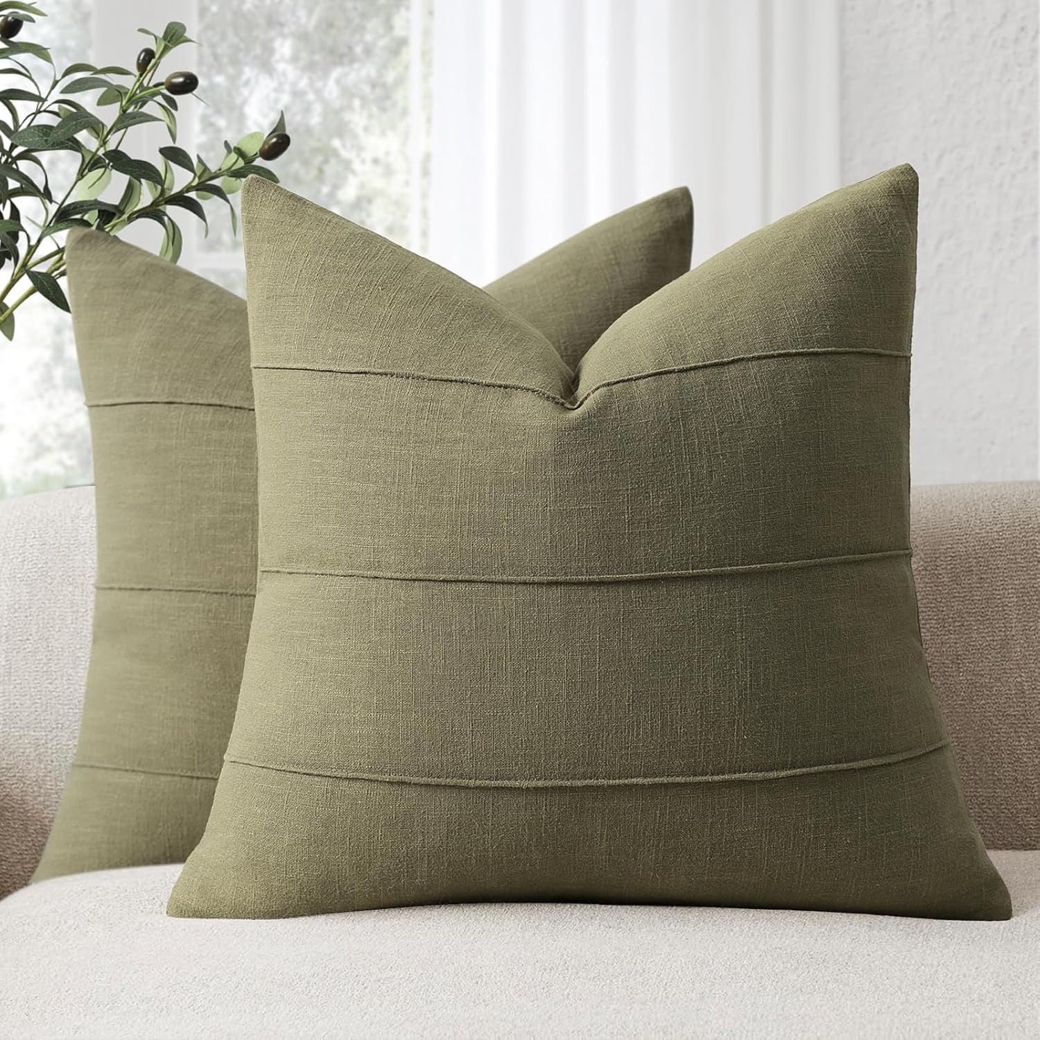 Linen blend throw pillow covers
