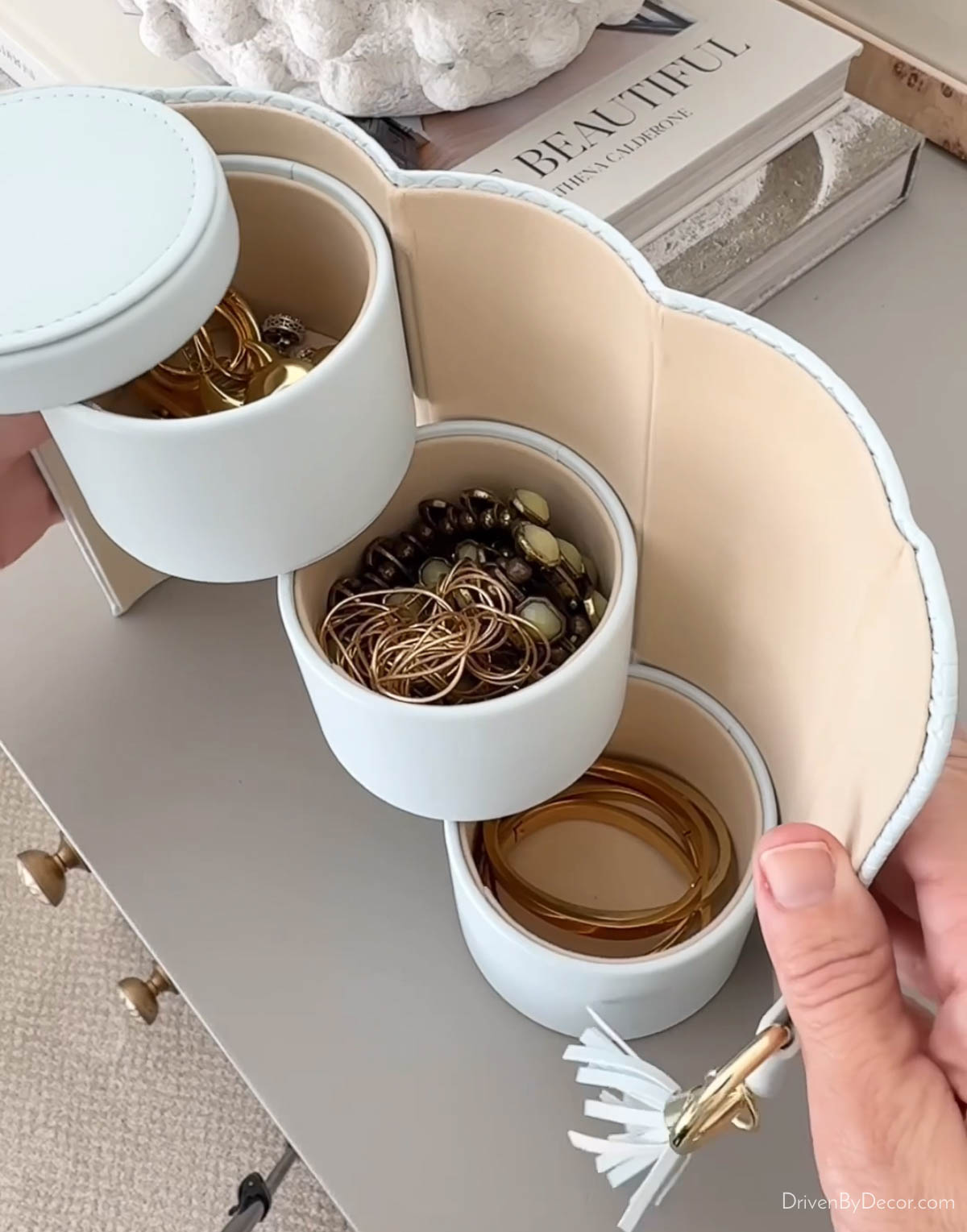 Open travel jewelry case