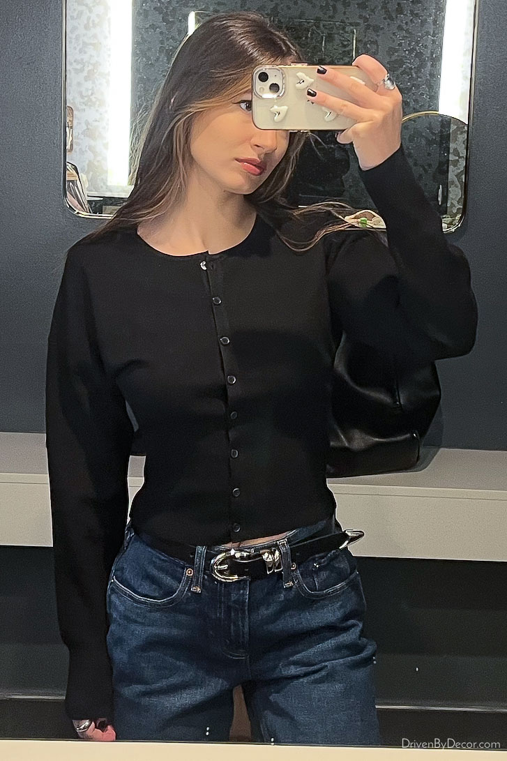 Black ribbed cardigan