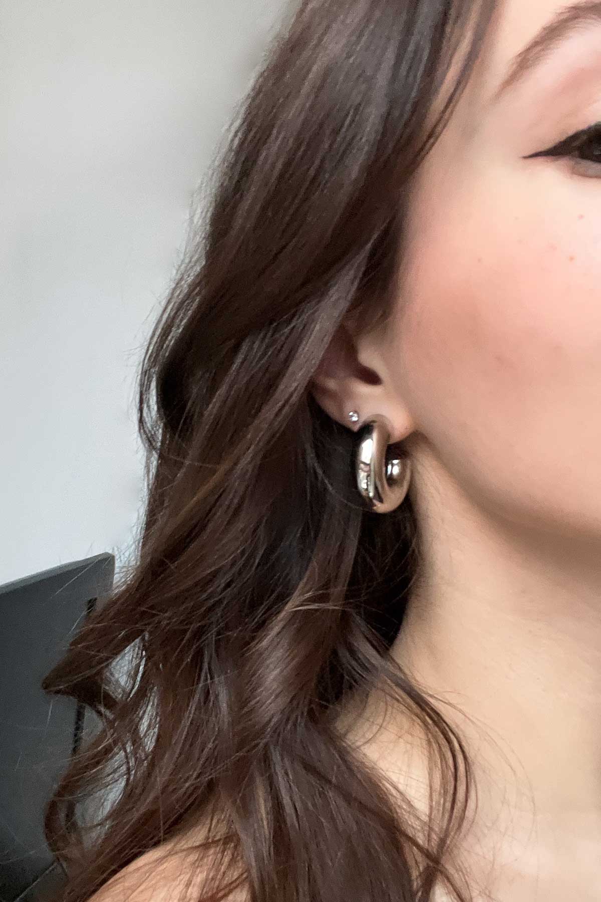 Chunky silver hoop earrings