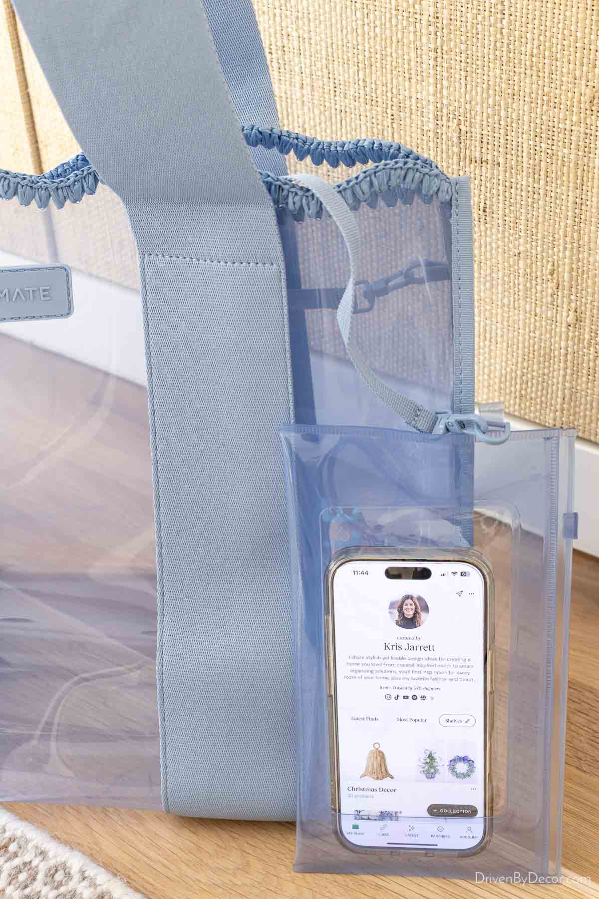 Pool bag with touchscreen pouch for phone