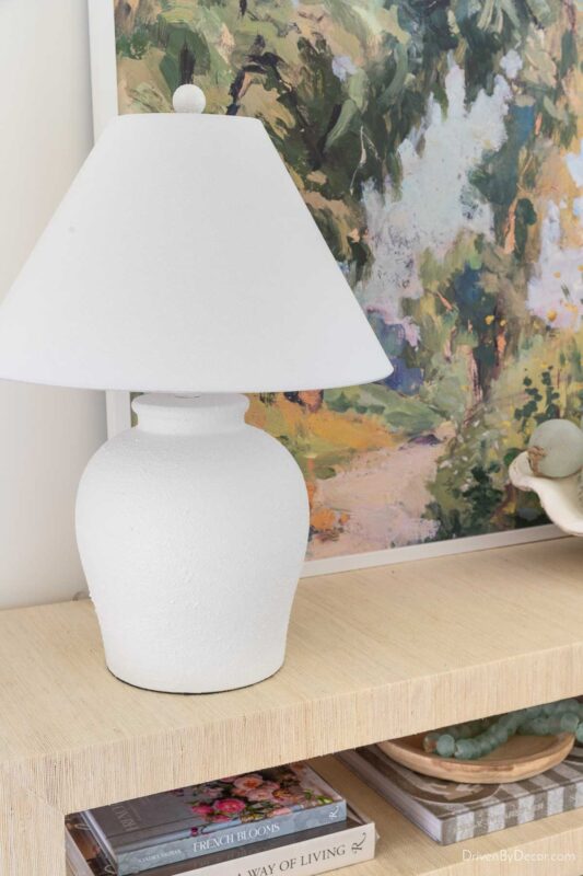 White lamp with modern tapered shade