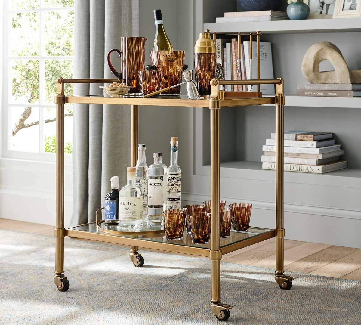 Bar cart in living room
