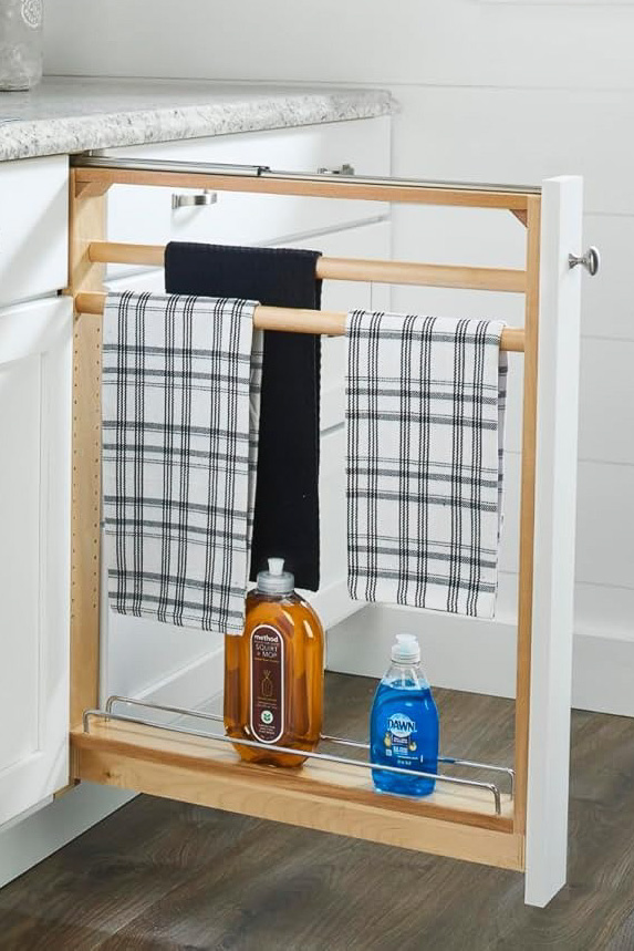 Narrow pull out towel holder