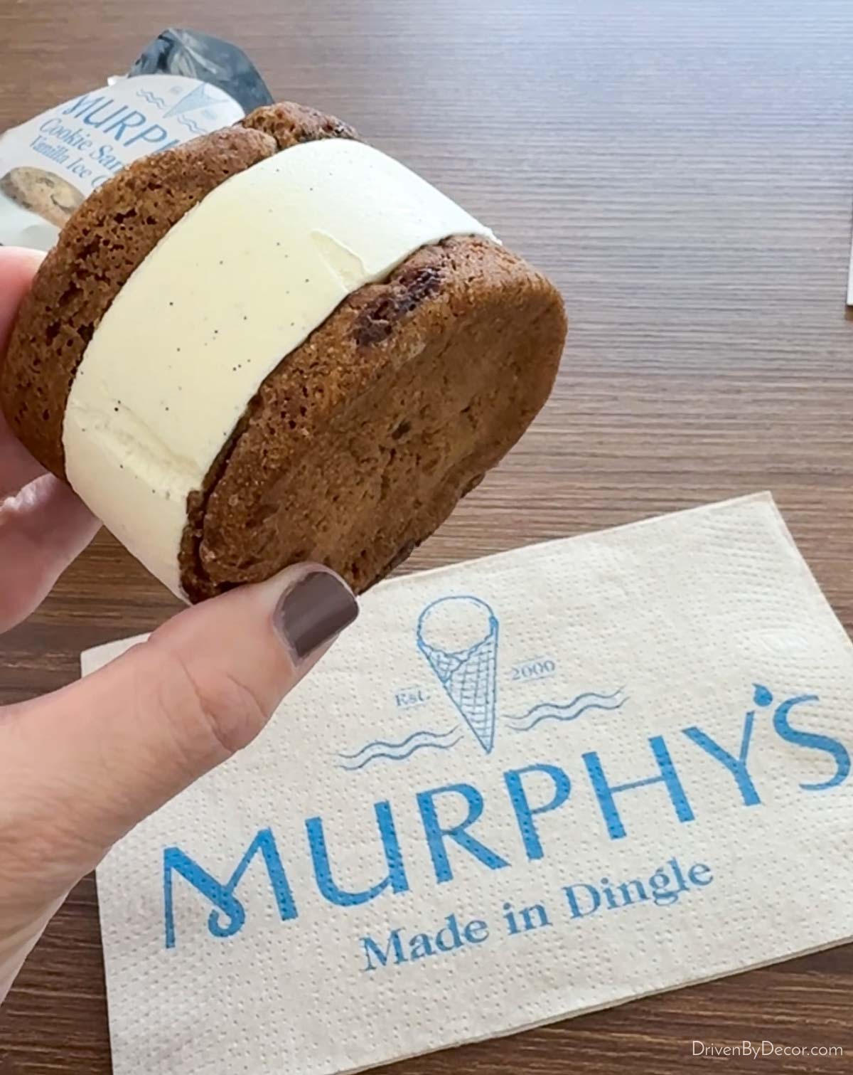 Ice cream cookie sandwich from Murphy's in Dingle, Ireland