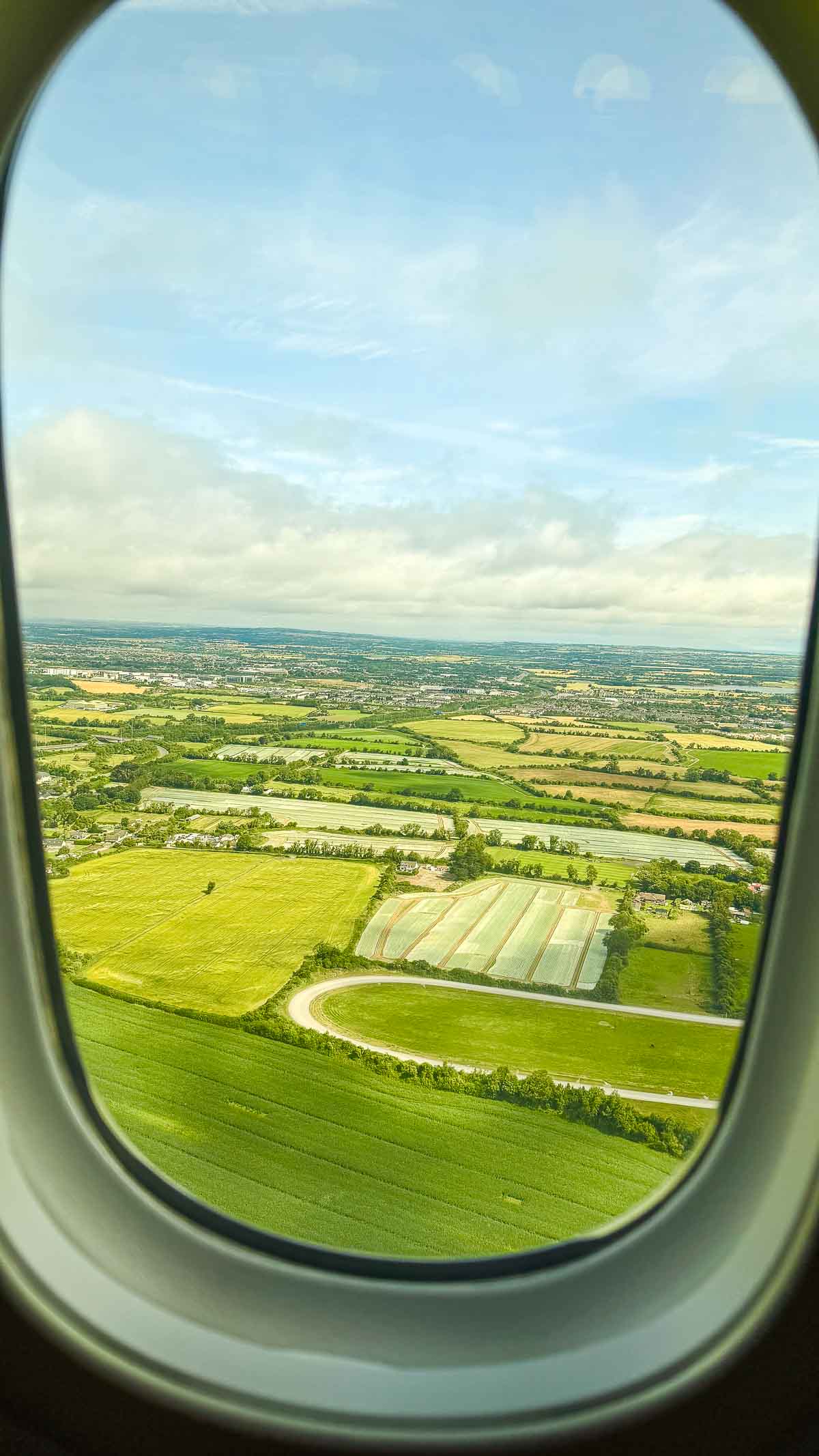 Ireland countryside from the plane window