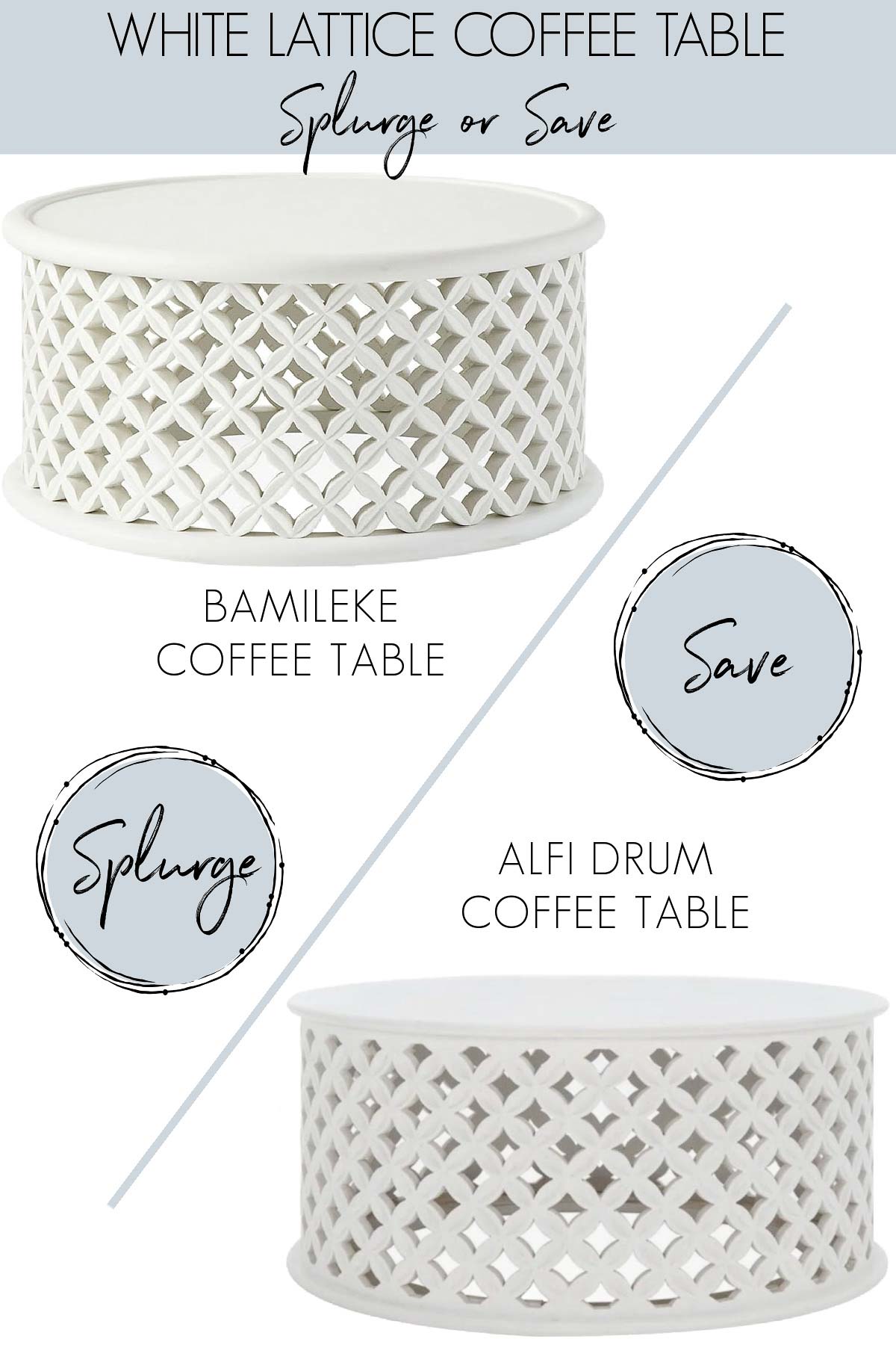 Look for less round white lattice coffee table