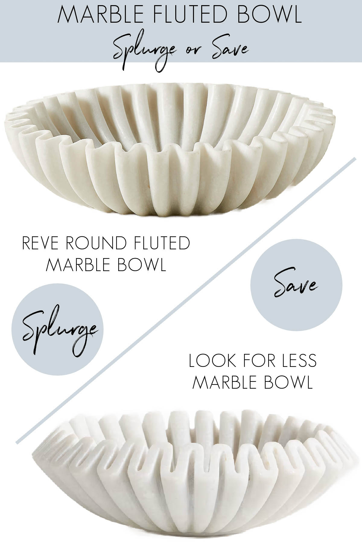 Marble fluted bowls - both save and splurge versions